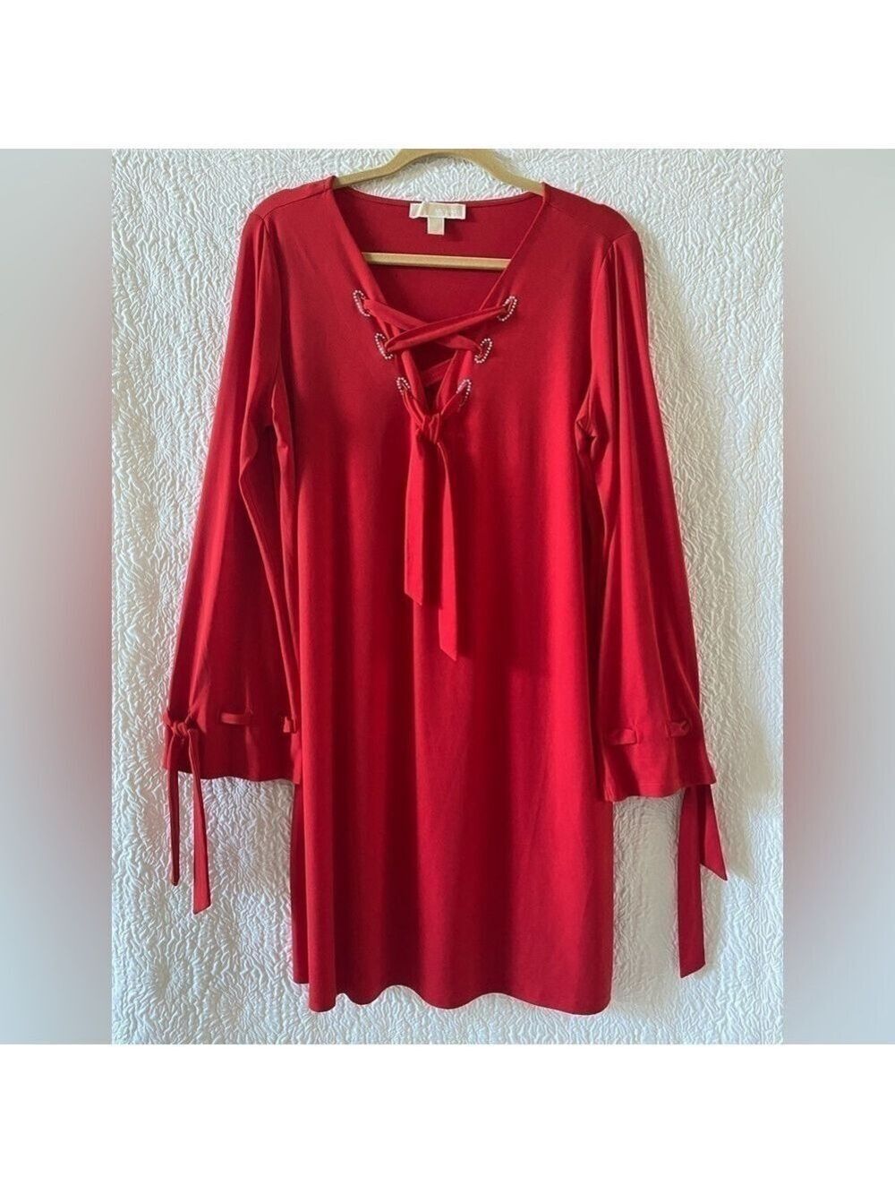 MICHAEL Michael Kors Long Sleeve Laced Up Midi Dress